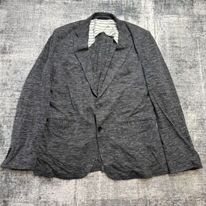 Hugo BOSS Blazer Mens 42R Gray Heather Knit Unstructured Lightweight Jacket READ